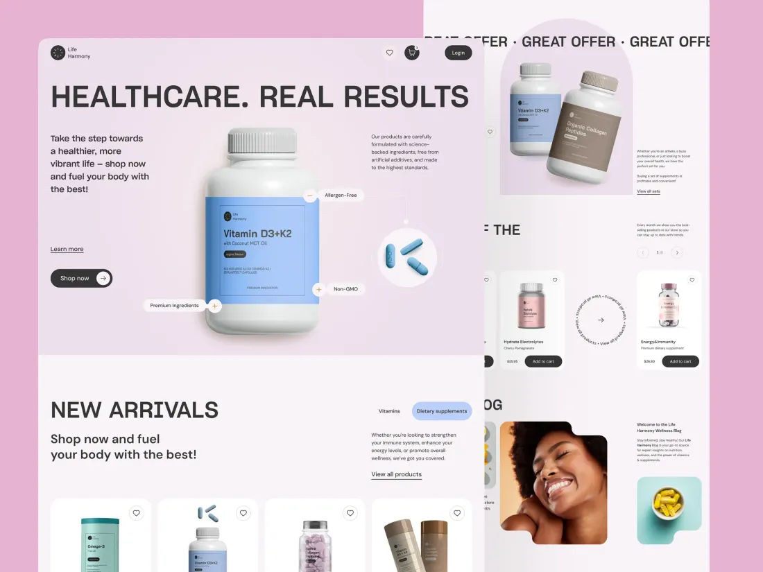 Health & Supplements — website designed by Blue Magnet Media